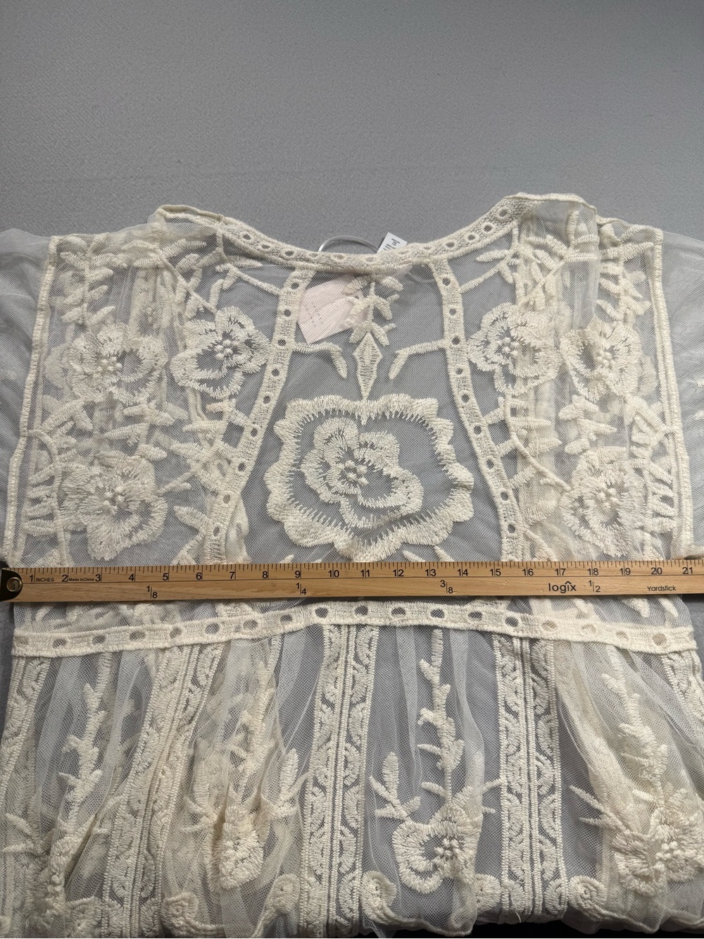 New LC Lauren Conrad One Size Ivory Sheer Embroidered Kimono Romantic Vacation - Picture 6 of 8